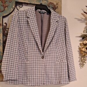 Lands' End Checkered Blazer -Brown & Tan Excellent Condition Size 1X